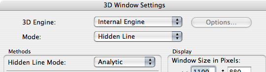 [3D Window Settings dialog box]