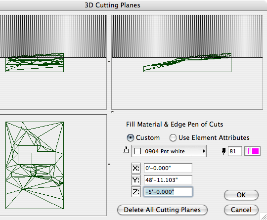 [3D Cuttings Plane dialog box]